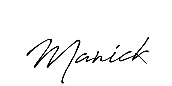 Use a signature maker to create a handwritten signature online. With this signature software, you can design (Antro_Vectra_Bolder) your own signature for name Manick. Manick signature style 7 images and pictures png