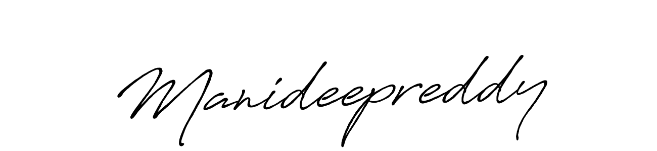 Create a beautiful signature design for name Manideepreddy. With this signature (Antro_Vectra_Bolder) fonts, you can make a handwritten signature for free. Manideepreddy signature style 7 images and pictures png