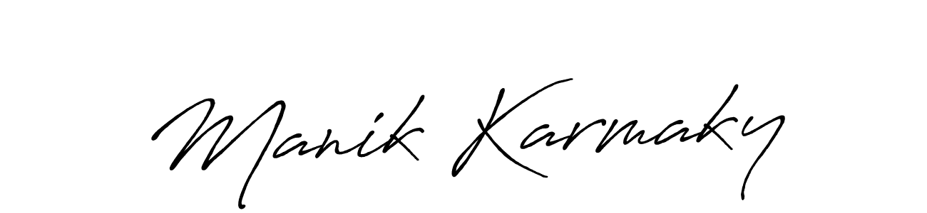 Use a signature maker to create a handwritten signature online. With this signature software, you can design (Antro_Vectra_Bolder) your own signature for name Manik Karmaky. Manik Karmaky signature style 7 images and pictures png