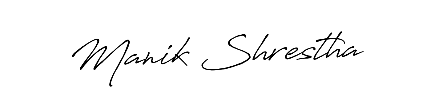 Create a beautiful signature design for name Manik Shrestha. With this signature (Antro_Vectra_Bolder) fonts, you can make a handwritten signature for free. Manik Shrestha signature style 7 images and pictures png