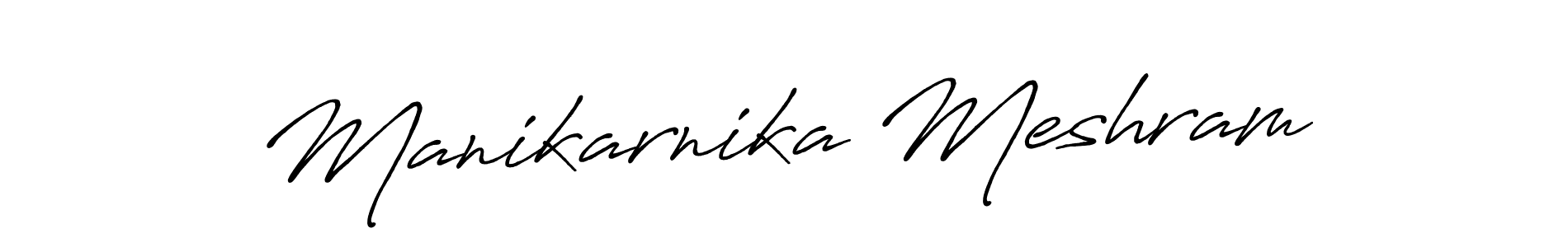 How to make Manikarnika Meshram name signature. Use Antro_Vectra_Bolder style for creating short signs online. This is the latest handwritten sign. Manikarnika Meshram signature style 7 images and pictures png