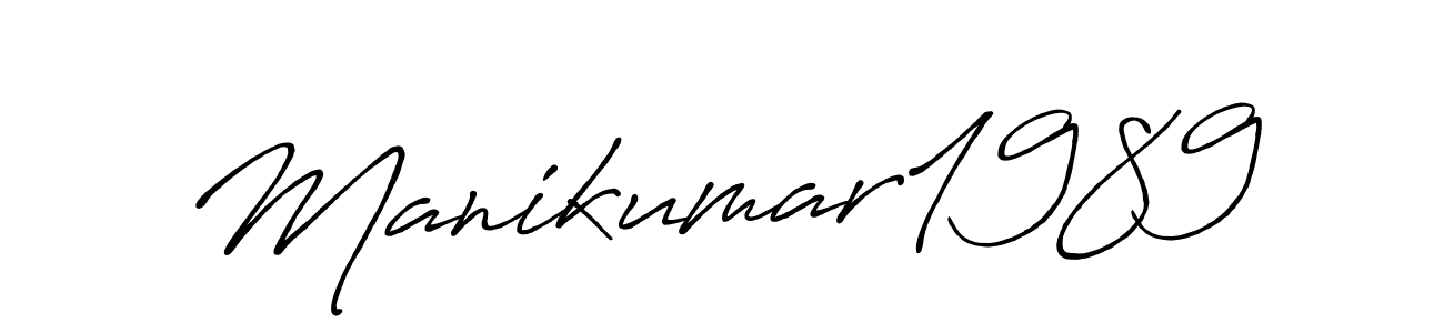 How to make Manikumar1989 name signature. Use Antro_Vectra_Bolder style for creating short signs online. This is the latest handwritten sign. Manikumar1989 signature style 7 images and pictures png