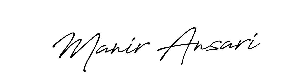 Make a beautiful signature design for name Manir Ansari. With this signature (Antro_Vectra_Bolder) style, you can create a handwritten signature for free. Manir Ansari signature style 7 images and pictures png