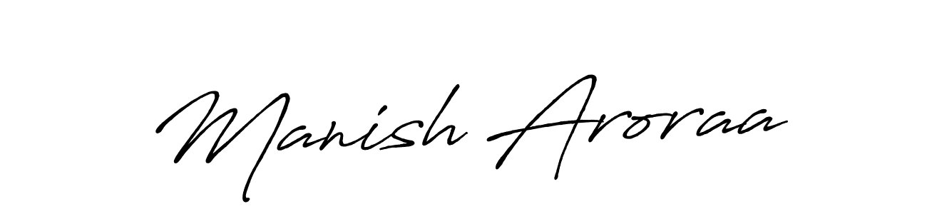 Make a beautiful signature design for name Manish Aroraa. With this signature (Antro_Vectra_Bolder) style, you can create a handwritten signature for free. Manish Aroraa signature style 7 images and pictures png