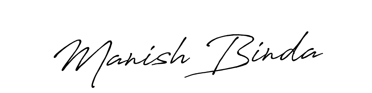 Use a signature maker to create a handwritten signature online. With this signature software, you can design (Antro_Vectra_Bolder) your own signature for name Manish Binda. Manish Binda signature style 7 images and pictures png