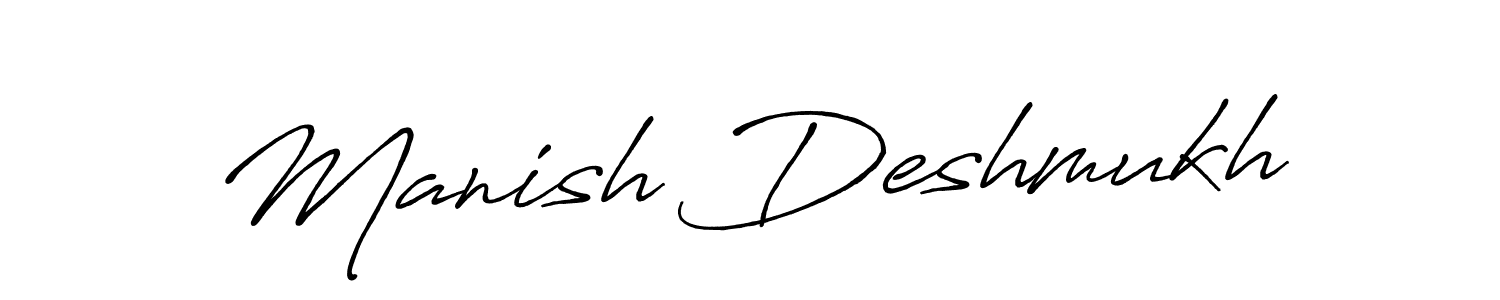 Manish Deshmukh stylish signature style. Best Handwritten Sign (Antro_Vectra_Bolder) for my name. Handwritten Signature Collection Ideas for my name Manish Deshmukh. Manish Deshmukh signature style 7 images and pictures png