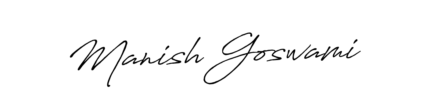 Make a beautiful signature design for name Manish Goswami. With this signature (Antro_Vectra_Bolder) style, you can create a handwritten signature for free. Manish Goswami signature style 7 images and pictures png