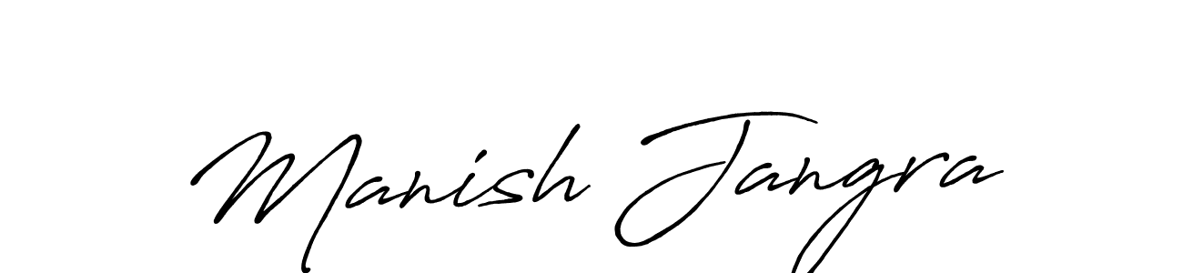 Use a signature maker to create a handwritten signature online. With this signature software, you can design (Antro_Vectra_Bolder) your own signature for name Manish Jangra. Manish Jangra signature style 7 images and pictures png