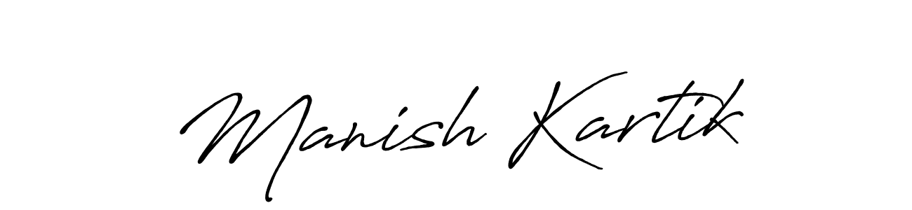 How to make Manish Kartik name signature. Use Antro_Vectra_Bolder style for creating short signs online. This is the latest handwritten sign. Manish Kartik signature style 7 images and pictures png