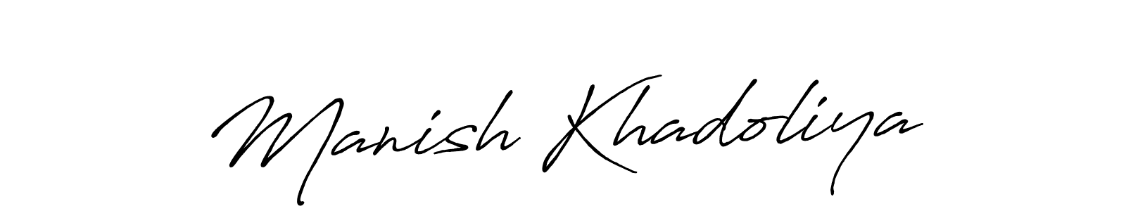 Also we have Manish Khadoliya name is the best signature style. Create professional handwritten signature collection using Antro_Vectra_Bolder autograph style. Manish Khadoliya signature style 7 images and pictures png