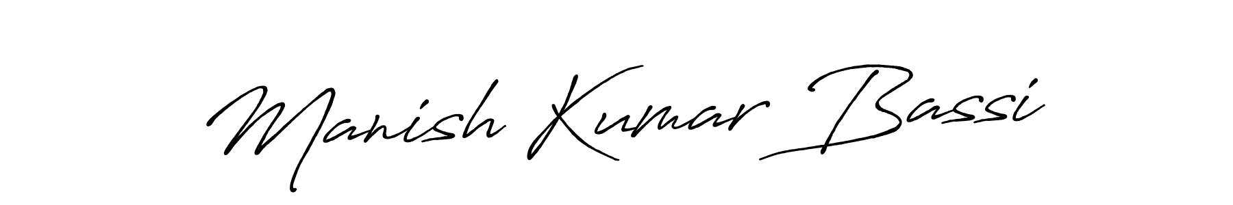 How to make Manish Kumar Bassi name signature. Use Antro_Vectra_Bolder style for creating short signs online. This is the latest handwritten sign. Manish Kumar Bassi signature style 7 images and pictures png