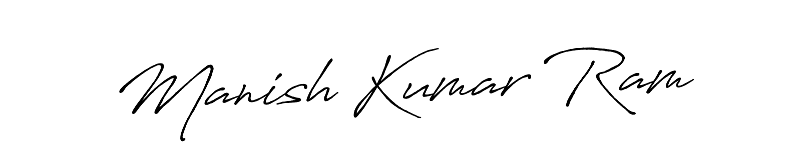 How to make Manish Kumar Ram name signature. Use Antro_Vectra_Bolder style for creating short signs online. This is the latest handwritten sign. Manish Kumar Ram signature style 7 images and pictures png