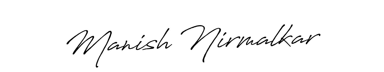 Antro_Vectra_Bolder is a professional signature style that is perfect for those who want to add a touch of class to their signature. It is also a great choice for those who want to make their signature more unique. Get Manish Nirmalkar name to fancy signature for free. Manish Nirmalkar signature style 7 images and pictures png