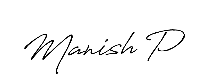 Create a beautiful signature design for name Manish P. With this signature (Antro_Vectra_Bolder) fonts, you can make a handwritten signature for free. Manish P signature style 7 images and pictures png