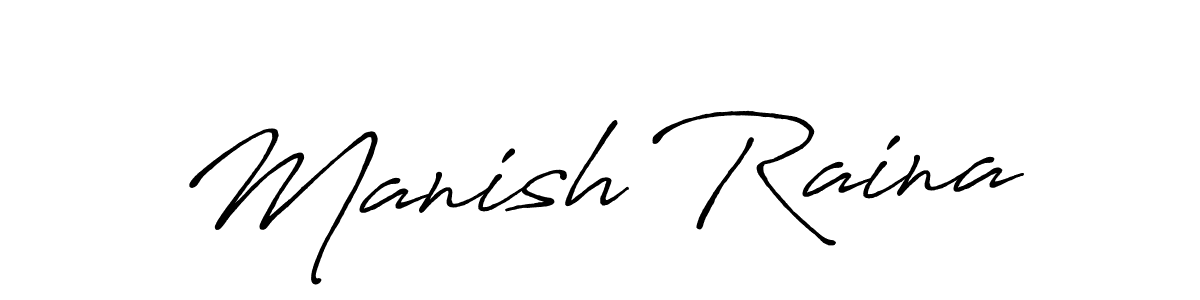 Use a signature maker to create a handwritten signature online. With this signature software, you can design (Antro_Vectra_Bolder) your own signature for name Manish Raina. Manish Raina signature style 7 images and pictures png