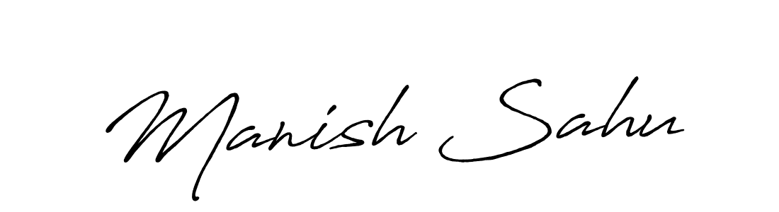 How to make Manish Sahu name signature. Use Antro_Vectra_Bolder style for creating short signs online. This is the latest handwritten sign. Manish Sahu signature style 7 images and pictures png