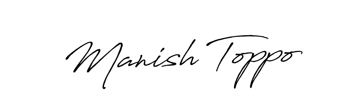 The best way (Antro_Vectra_Bolder) to make a short signature is to pick only two or three words in your name. The name Manish Toppo include a total of six letters. For converting this name. Manish Toppo signature style 7 images and pictures png