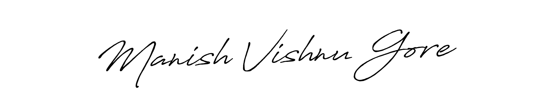 Create a beautiful signature design for name Manish Vishnu Gore. With this signature (Antro_Vectra_Bolder) fonts, you can make a handwritten signature for free. Manish Vishnu Gore signature style 7 images and pictures png