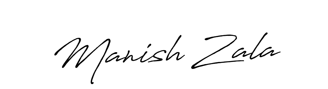 Manish Zala stylish signature style. Best Handwritten Sign (Antro_Vectra_Bolder) for my name. Handwritten Signature Collection Ideas for my name Manish Zala. Manish Zala signature style 7 images and pictures png