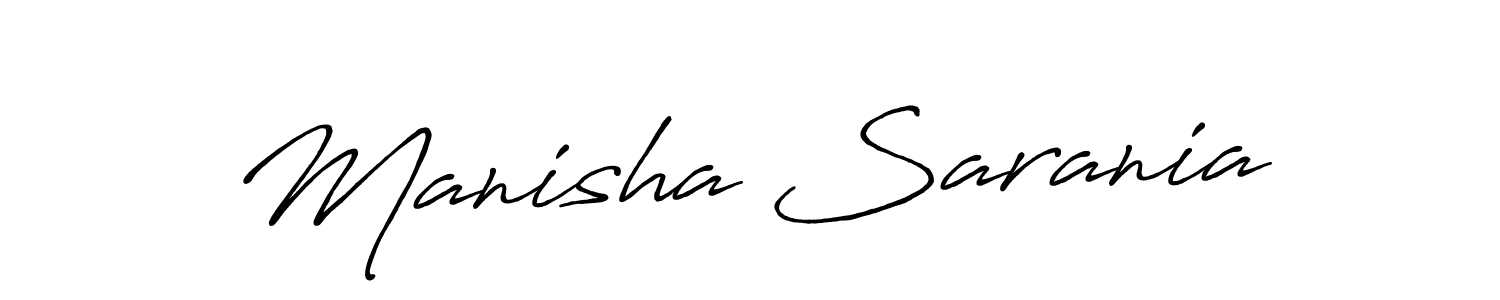 How to make Manisha Sarania name signature. Use Antro_Vectra_Bolder style for creating short signs online. This is the latest handwritten sign. Manisha Sarania signature style 7 images and pictures png