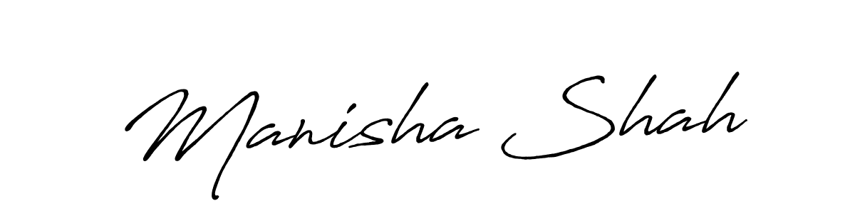 How to make Manisha Shah name signature. Use Antro_Vectra_Bolder style for creating short signs online. This is the latest handwritten sign. Manisha Shah signature style 7 images and pictures png