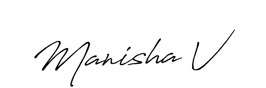 Make a beautiful signature design for name Manisha V. With this signature (Antro_Vectra_Bolder) style, you can create a handwritten signature for free. Manisha V signature style 7 images and pictures png