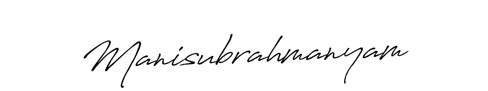 Use a signature maker to create a handwritten signature online. With this signature software, you can design (Antro_Vectra_Bolder) your own signature for name Manisubrahmanyam. Manisubrahmanyam signature style 7 images and pictures png