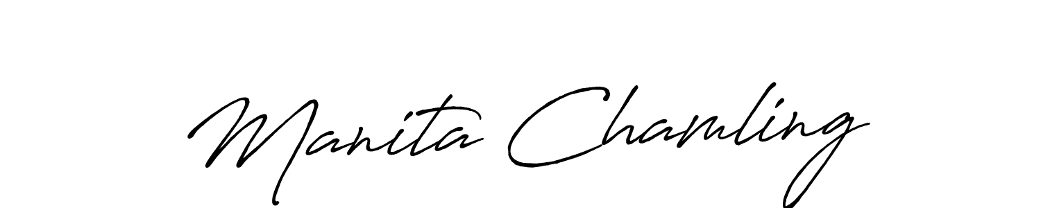 Make a beautiful signature design for name Manita Chamling. With this signature (Antro_Vectra_Bolder) style, you can create a handwritten signature for free. Manita Chamling signature style 7 images and pictures png
