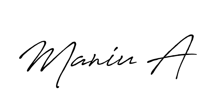 Create a beautiful signature design for name Maniu A. With this signature (Antro_Vectra_Bolder) fonts, you can make a handwritten signature for free. Maniu A signature style 7 images and pictures png