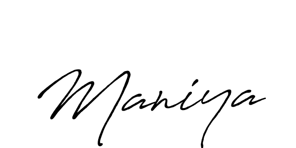 Make a beautiful signature design for name Maniya. With this signature (Antro_Vectra_Bolder) style, you can create a handwritten signature for free. Maniya signature style 7 images and pictures png