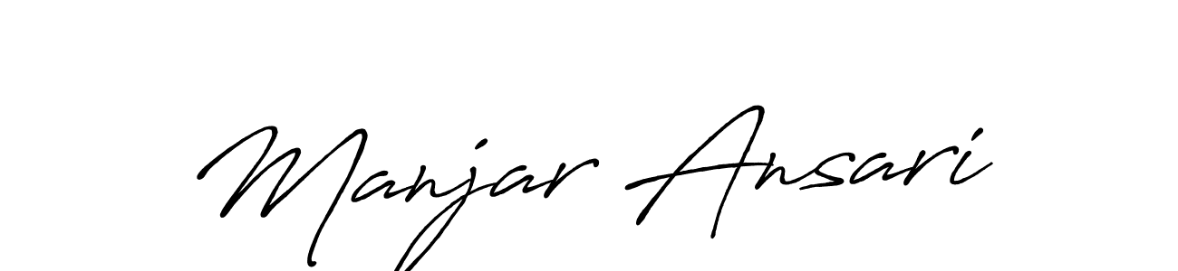 Make a beautiful signature design for name Manjar Ansari. With this signature (Antro_Vectra_Bolder) style, you can create a handwritten signature for free. Manjar Ansari signature style 7 images and pictures png