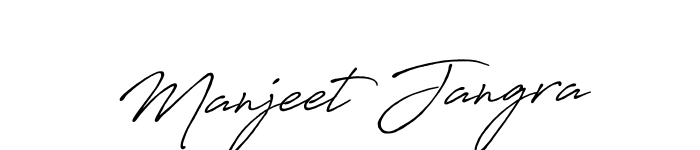 How to make Manjeet Jangra name signature. Use Antro_Vectra_Bolder style for creating short signs online. This is the latest handwritten sign. Manjeet Jangra signature style 7 images and pictures png