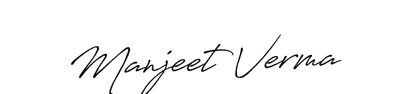 How to make Manjeet Verma name signature. Use Antro_Vectra_Bolder style for creating short signs online. This is the latest handwritten sign. Manjeet Verma signature style 7 images and pictures png