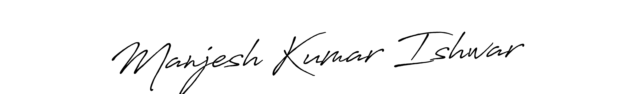 Make a beautiful signature design for name Manjesh Kumar Ishwar. With this signature (Antro_Vectra_Bolder) style, you can create a handwritten signature for free. Manjesh Kumar Ishwar signature style 7 images and pictures png