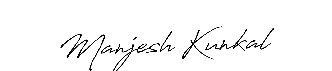 Use a signature maker to create a handwritten signature online. With this signature software, you can design (Antro_Vectra_Bolder) your own signature for name Manjesh Kunkal. Manjesh Kunkal signature style 7 images and pictures png