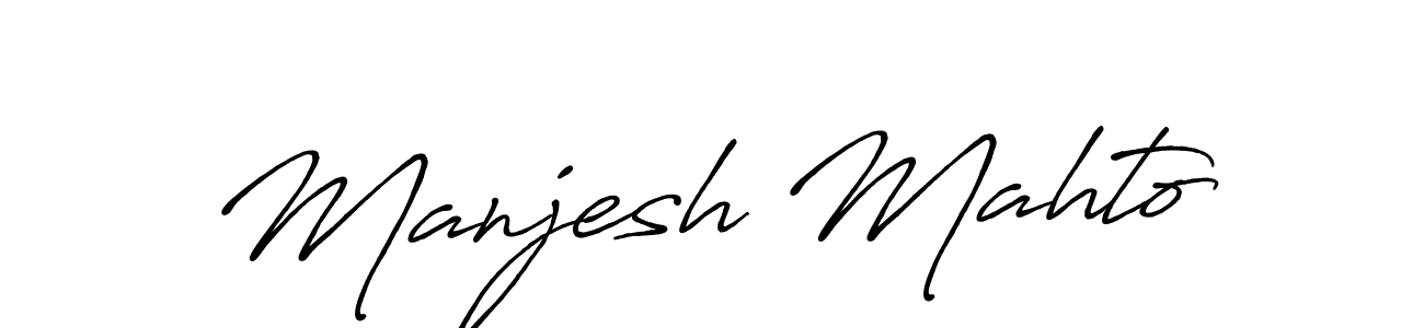 Make a beautiful signature design for name Manjesh Mahto. With this signature (Antro_Vectra_Bolder) style, you can create a handwritten signature for free. Manjesh Mahto signature style 7 images and pictures png