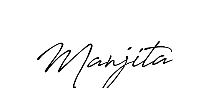 Make a beautiful signature design for name Manjita. With this signature (Antro_Vectra_Bolder) style, you can create a handwritten signature for free. Manjita signature style 7 images and pictures png