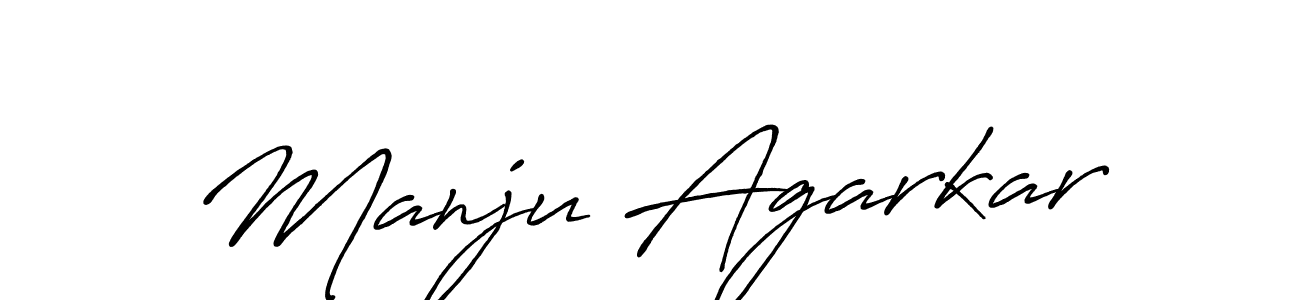 How to make Manju Agarkar name signature. Use Antro_Vectra_Bolder style for creating short signs online. This is the latest handwritten sign. Manju Agarkar signature style 7 images and pictures png