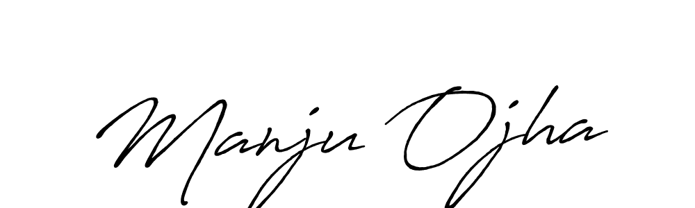 How to make Manju Ojha name signature. Use Antro_Vectra_Bolder style for creating short signs online. This is the latest handwritten sign. Manju Ojha signature style 7 images and pictures png