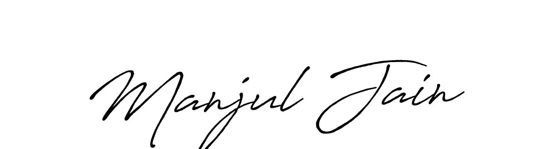 Use a signature maker to create a handwritten signature online. With this signature software, you can design (Antro_Vectra_Bolder) your own signature for name Manjul Jain. Manjul Jain signature style 7 images and pictures png