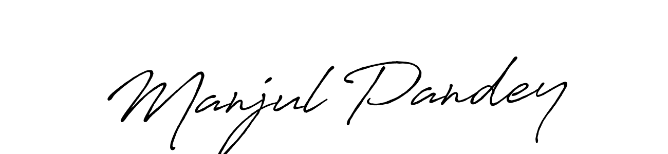 Make a beautiful signature design for name Manjul Pandey. With this signature (Antro_Vectra_Bolder) style, you can create a handwritten signature for free. Manjul Pandey signature style 7 images and pictures png