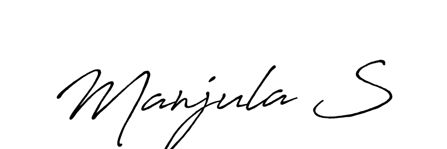 Use a signature maker to create a handwritten signature online. With this signature software, you can design (Antro_Vectra_Bolder) your own signature for name Manjula S. Manjula S signature style 7 images and pictures png