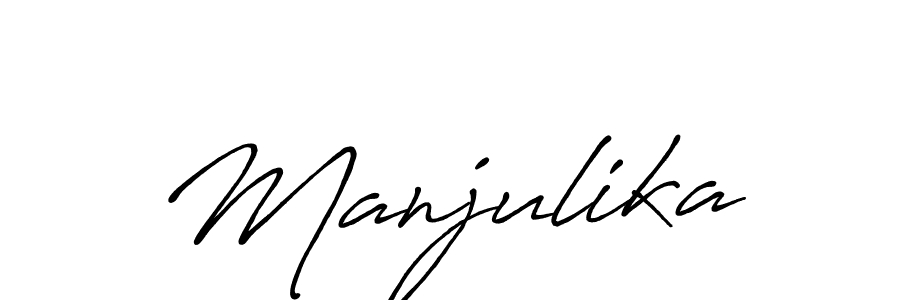 You should practise on your own different ways (Antro_Vectra_Bolder) to write your name (Manjulika) in signature. don't let someone else do it for you. Manjulika signature style 7 images and pictures png