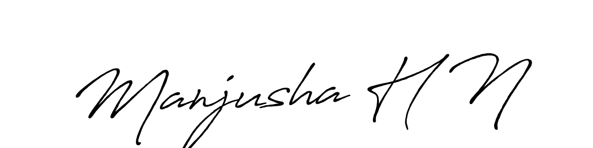 How to make Manjusha H N name signature. Use Antro_Vectra_Bolder style for creating short signs online. This is the latest handwritten sign. Manjusha H N signature style 7 images and pictures png
