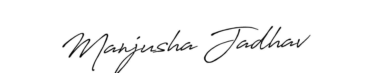 Use a signature maker to create a handwritten signature online. With this signature software, you can design (Antro_Vectra_Bolder) your own signature for name Manjusha Jadhav. Manjusha Jadhav signature style 7 images and pictures png