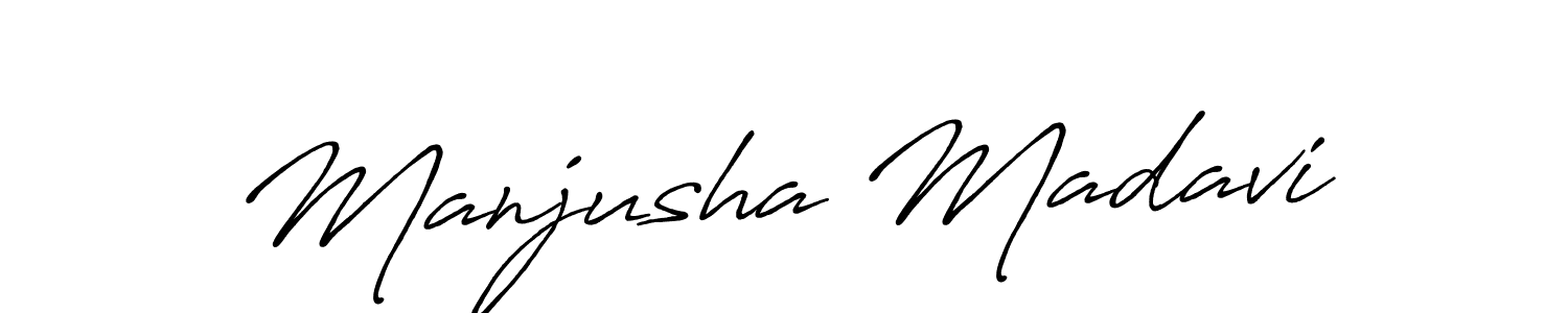 How to make Manjusha Madavi name signature. Use Antro_Vectra_Bolder style for creating short signs online. This is the latest handwritten sign. Manjusha Madavi signature style 7 images and pictures png