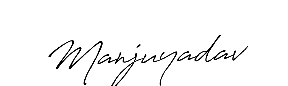 Use a signature maker to create a handwritten signature online. With this signature software, you can design (Antro_Vectra_Bolder) your own signature for name Manjuyadav. Manjuyadav signature style 7 images and pictures png