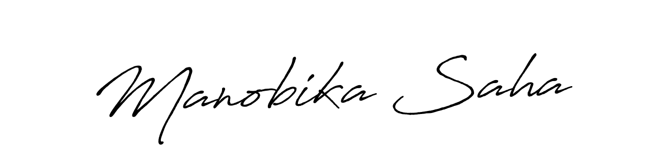 Make a beautiful signature design for name Manobika Saha. With this signature (Antro_Vectra_Bolder) style, you can create a handwritten signature for free. Manobika Saha signature style 7 images and pictures png