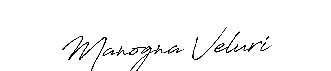 Manogna Veluri stylish signature style. Best Handwritten Sign (Antro_Vectra_Bolder) for my name. Handwritten Signature Collection Ideas for my name Manogna Veluri. Manogna Veluri signature style 7 images and pictures png