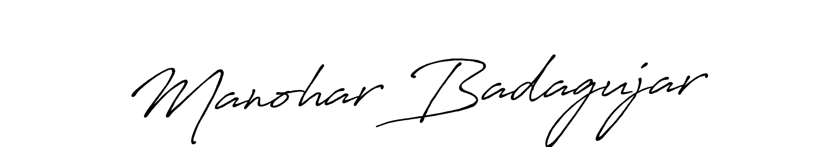 Create a beautiful signature design for name Manohar Badagujar. With this signature (Antro_Vectra_Bolder) fonts, you can make a handwritten signature for free. Manohar Badagujar signature style 7 images and pictures png